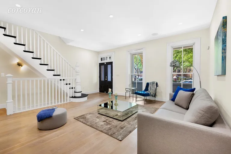 New York City Real Estate | View 47 Chauncey Street | South-Facing Living Room w/ Fireplace | View 3