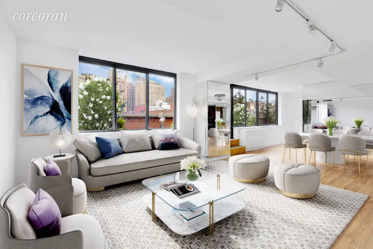 New York City Real Estate | View 225 West 83rd Street, 6W | Living Room Staged | View 2