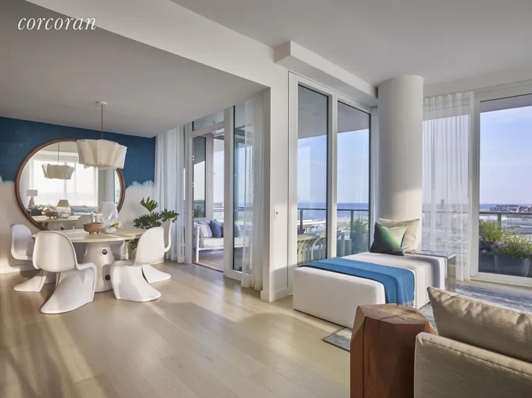 New York City Real Estate | View 1101 Ocean Avenue, 1207 | Living and dining room with ocean views | View 3