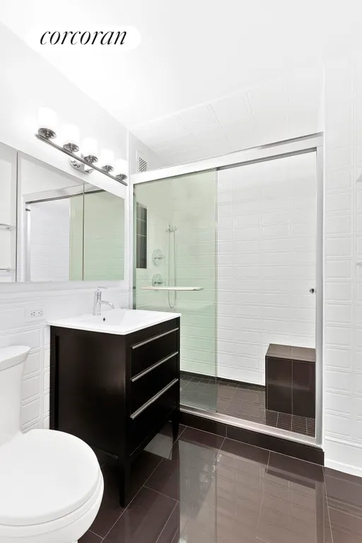 New York City Real Estate | View 531 Main Street, 425 | renovated bath with walk-in shower | View 5