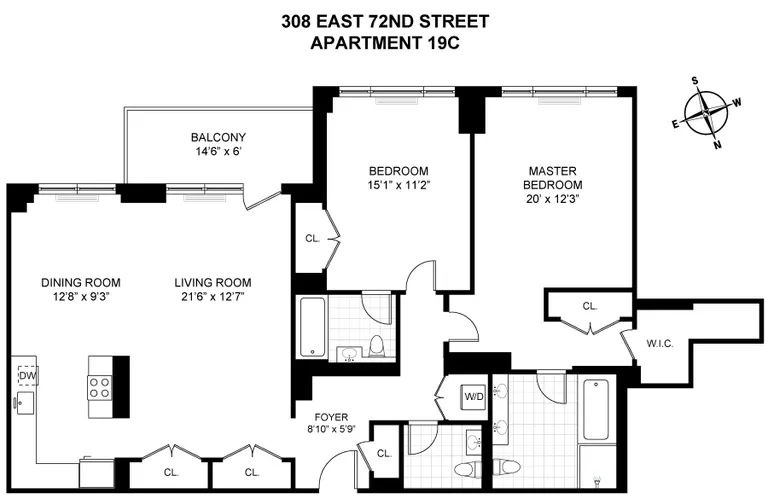 308 East 72Nd Street, 19C | floorplan | View 8