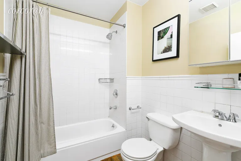 New York City Real Estate | View 439 Lafayette Street, 2B | Lovely bathroom with mirrored medicine cabinet  | View 6