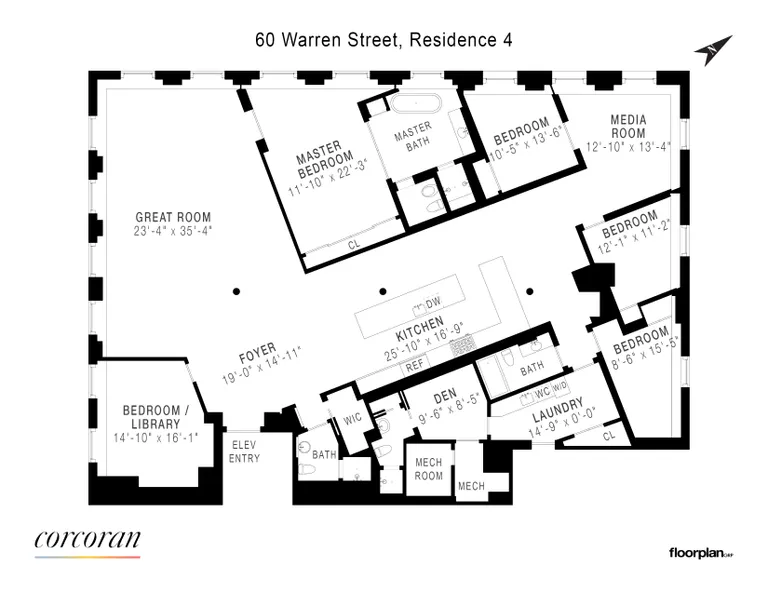 60 Warren Street, 4 | floorplan | View 15