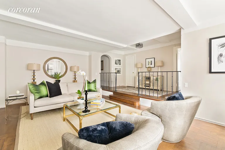 New York City Real Estate | View 235 East 73rd Street, 7D | Sunken Living Room with Gallery | View 3