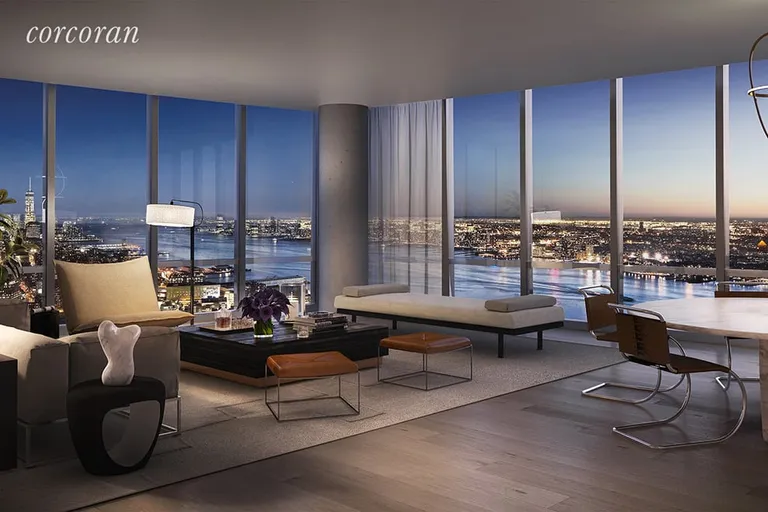 New York City Real Estate | View 15 Hudson Yards, 64B | Loft Residence Living Room | View 3