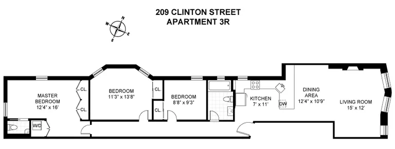 209 Clinton Street, 3R | floorplan | View 9