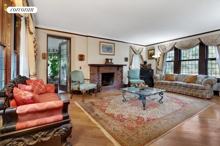 New York City Real Estate | View 17 Bow Street | Living Room w/ Wood Burning Fireplace | View 4