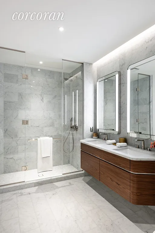 New York City Real Estate | View 110 Charlton Street, 6B | Marble Bathroom with Stall Shower | View 3