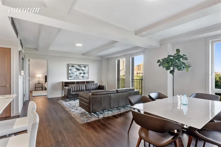 New York City Real Estate | View 160 Central Park South, 909 | Expansive Living room with beamed ceilings | View 2
