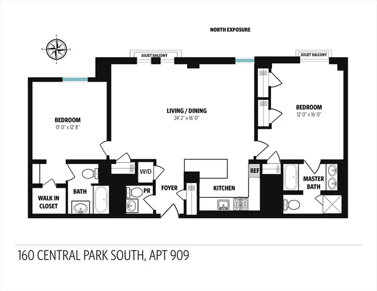 160 Central Park South, 909 | floorplan | View 6