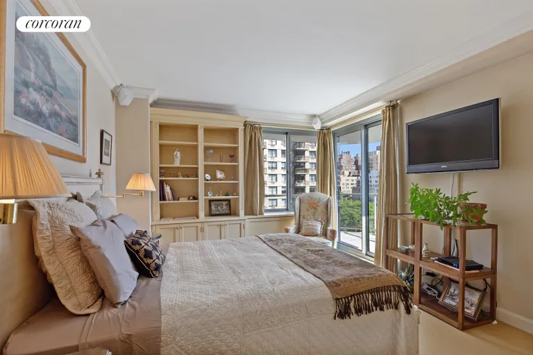 New York City Real Estate | View 300 East 74th Street, 10G | Corner Master Bedroom with Balcony | View 4