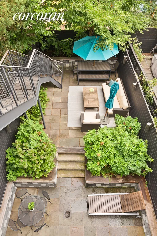 New York City Real Estate | View 455 Sackett Street | Beautiful two-level garden with custom stair | View 4