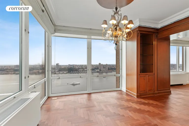 New York City Real Estate | View 220 Riverside Boulevard, 45D | Dining Room with south and and west River views | View 3