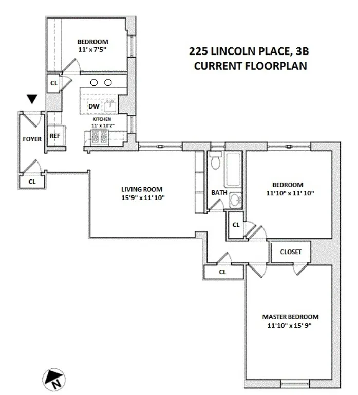 225 Lincoln Place, 3B | floorplan | View 8
