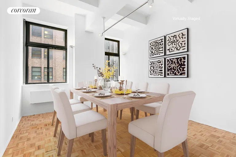 New York City Real Estate | View 310 East 46th Street, 5G | Dining Area, virtually staged | View 3