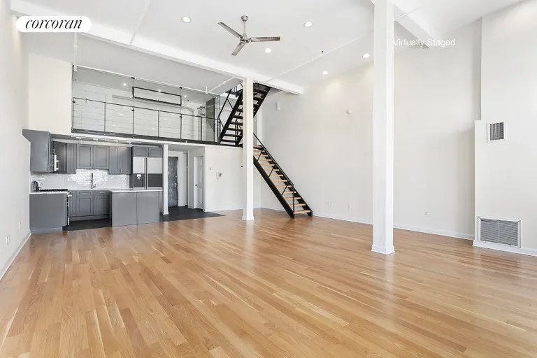 New York City Real Estate | View 50 BRIDGE STREET, 610 | Huge Great Room With 2nd Floor Mezzanine  | View 3