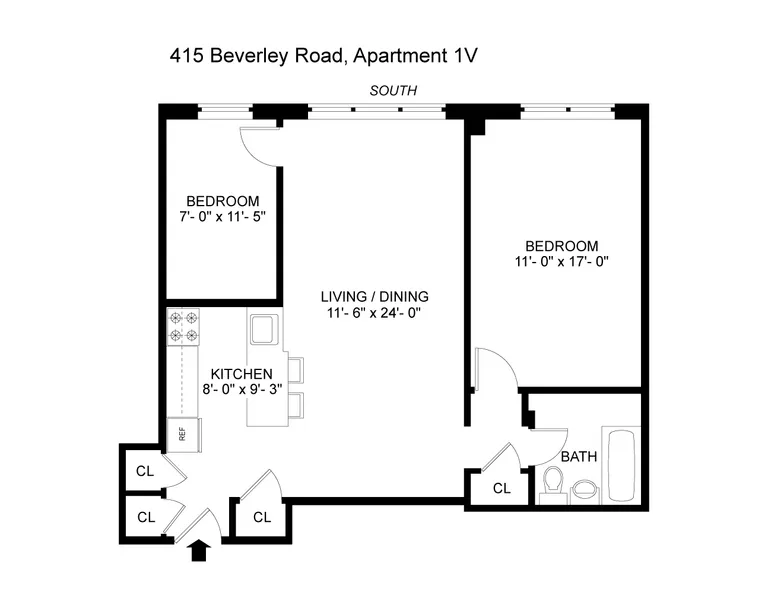 415 Beverly Road, 1V | floorplan | View 6