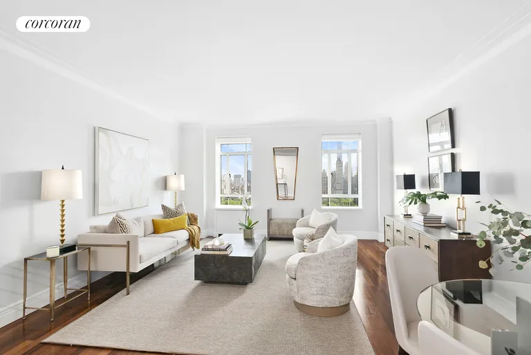 New York City Real Estate | View 25 Central Park West, 26K | Living Room with new Walnut Floors | View 3