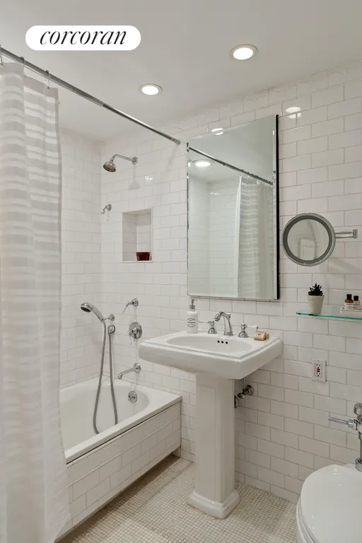 New York City Real Estate | View 470 West 24th Street, 16J | Pedestal sink and mosaic tile floor | View 5