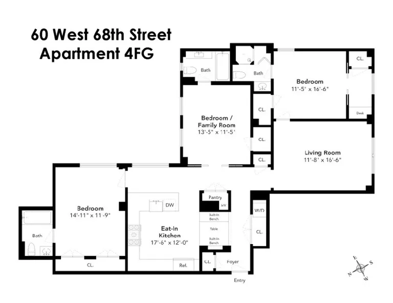 60 West 68th Street, 4FG | floorplan | View 7