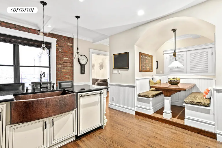 New York City Real Estate | View 60 West 68th Street, 4FG | Kitchen: Banquette that expands to seat 10 | View 5