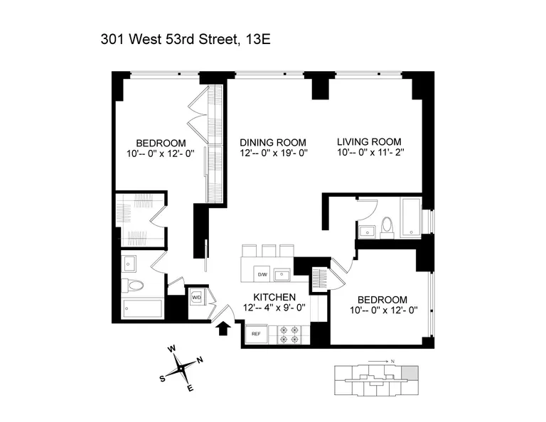 301 West 53rd Street, 13E | floorplan | View 12
