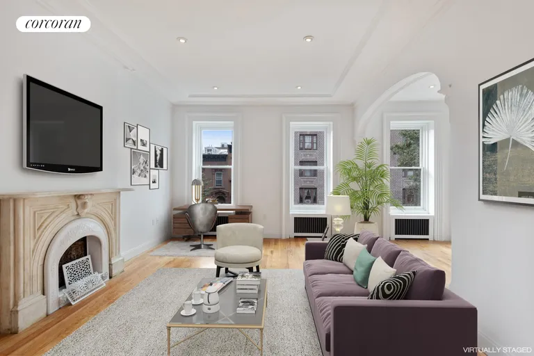 New York City Real Estate | View 115 Cambridge Place | Middle Duplex Living Room | View 5