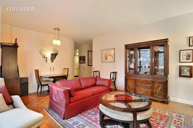 New York City Real Estate | View 100 United Nations Plaza, 14C | Large living room with area for dining  | View 2