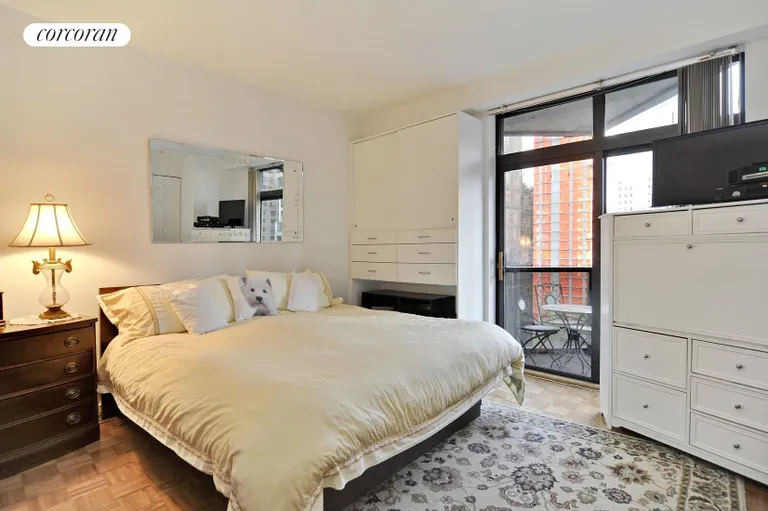 New York City Real Estate | View 100 United Nations Plaza, 14C | Spacious bedroom with its own balcony | View 4
