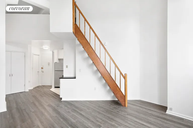 New York City Real Estate | View 176 WEST 86TH STREET, 9E | Stairs leading to sleep loft | View 3