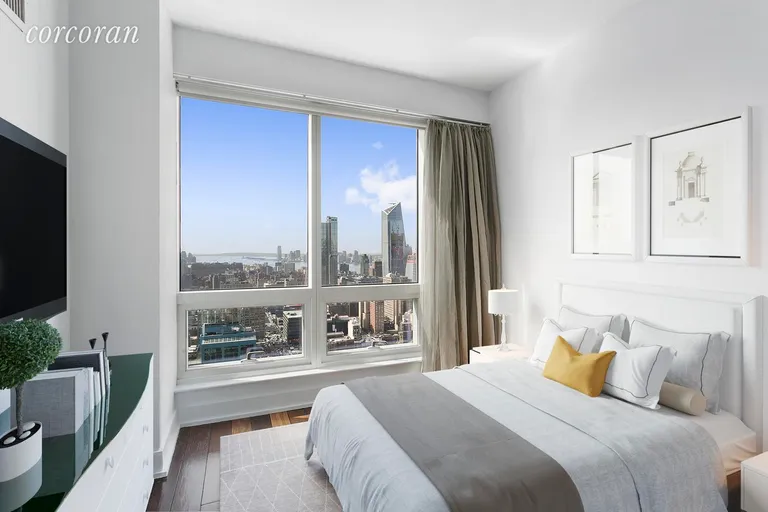 New York City Real Estate | View 350 West 42Nd Street, 44G | Virtually Staged Second Bedroom | View 6
