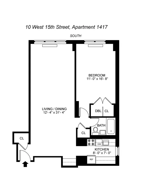 10 West 15th Street, 1417 | floorplan | View 6