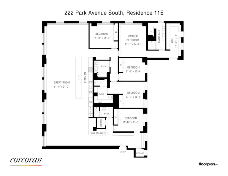 222 Park Avenue South, 11D | floorplan | View 12