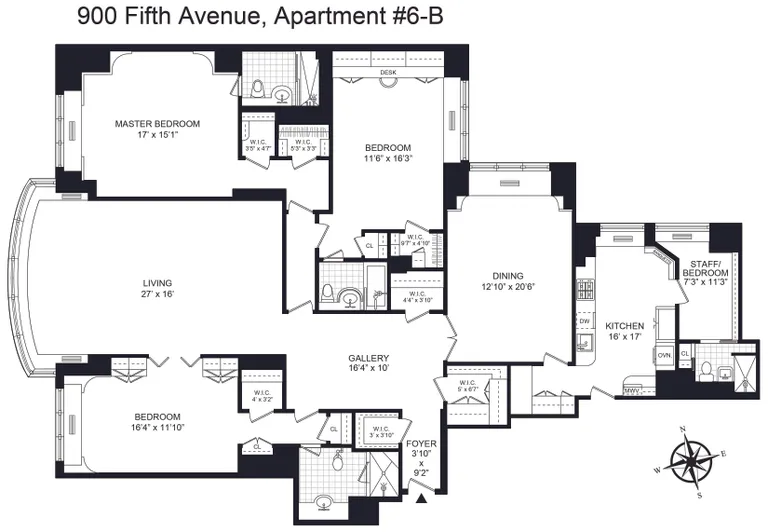900 Fifth Avenue, 6B | floorplan | View 7