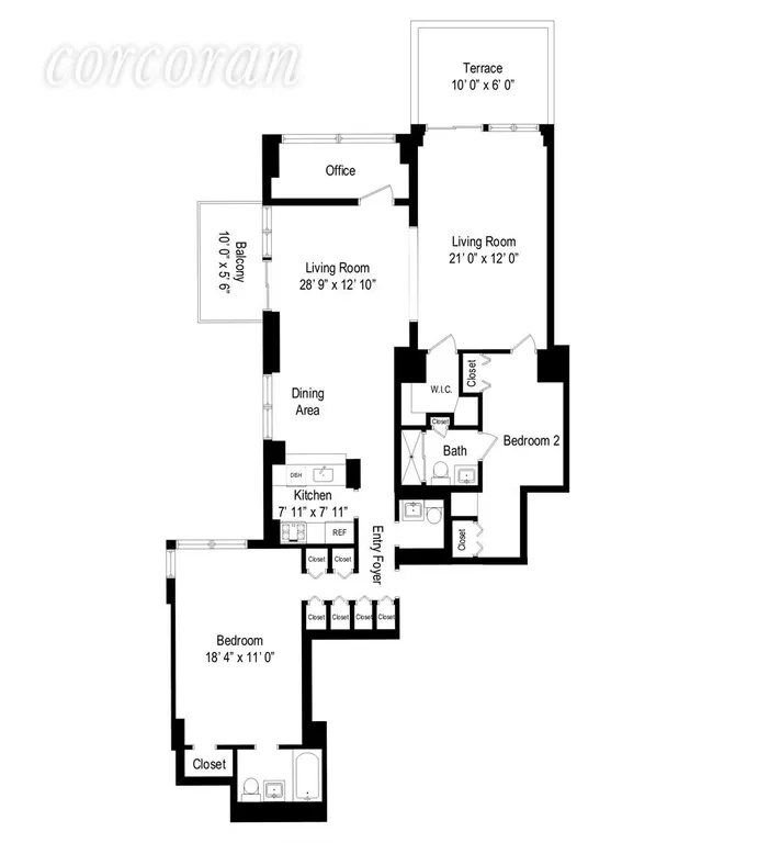 New York City Real Estate | View 347 West 57th Street, 34ED | Floor Plan | View 6