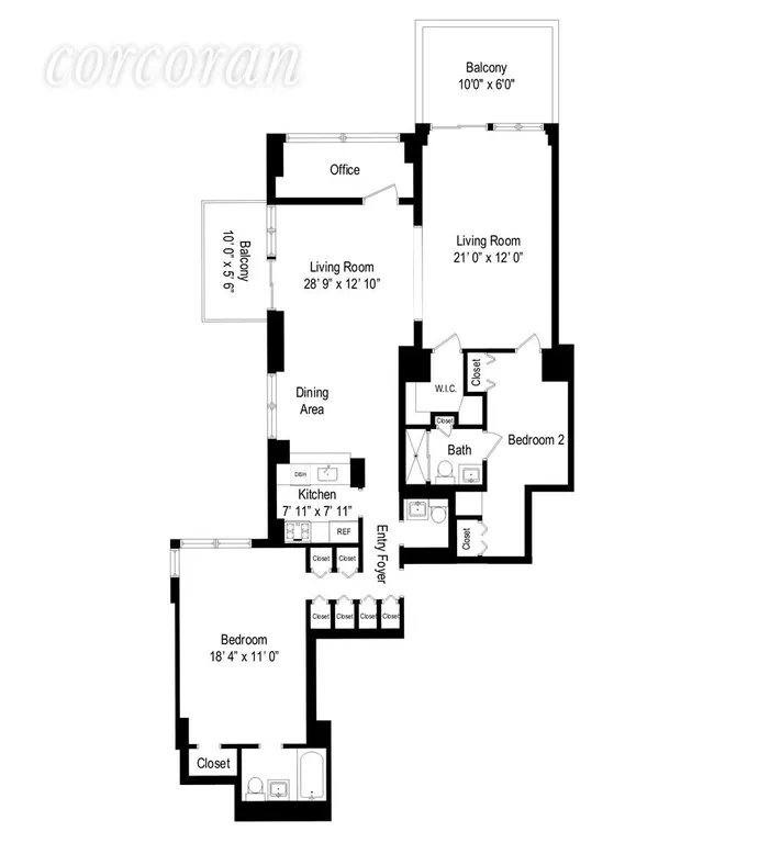 New York City Real Estate | View 347 West 57th Street, 34ED | Floor Plan | View 7