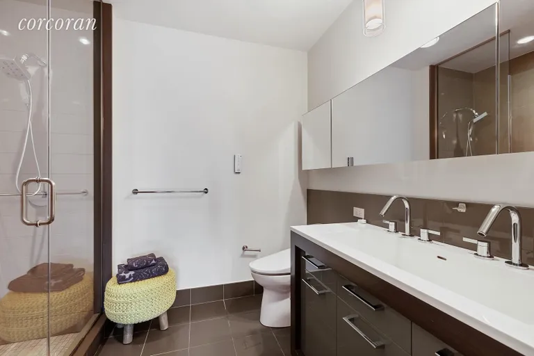 New York City Real Estate | View 125 North 10th Street, S4C | master bath w/double sink and large stall shower | View 5