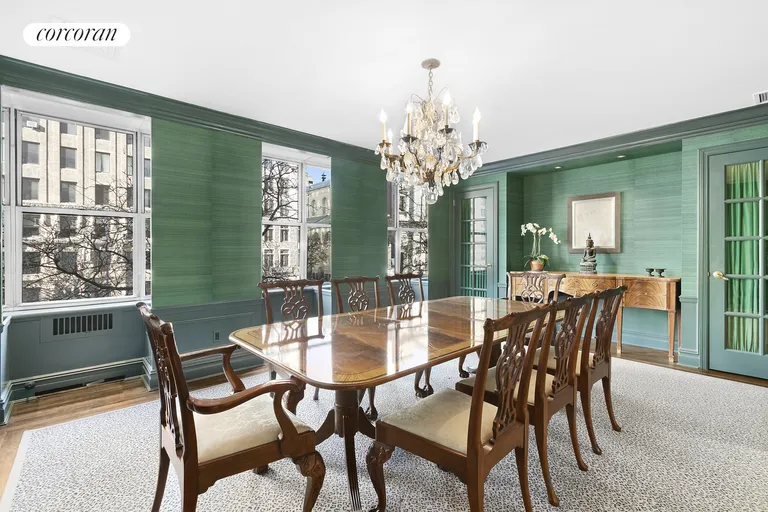 New York City Real Estate | View 1001 Park Avenue, 3/4N | Formal Dining Room overlooks Park Avenue | View 3