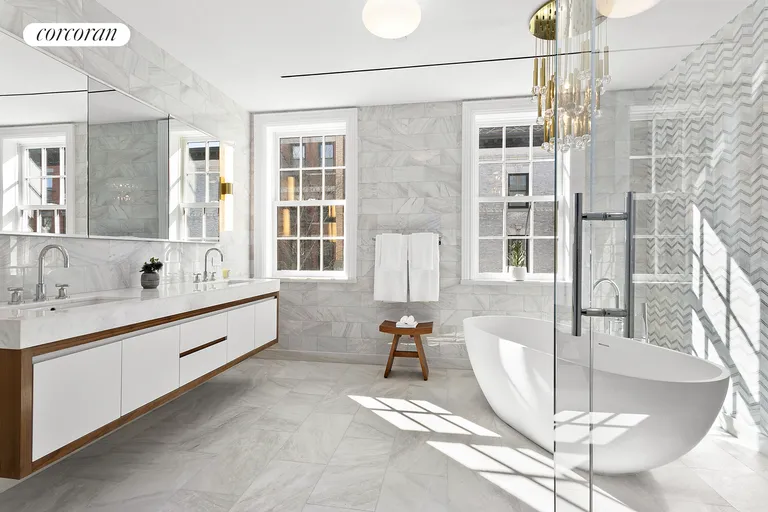 New York City Real Estate | View 59 Middagh Street | Primary bathroom soaked in natural light | View 12
