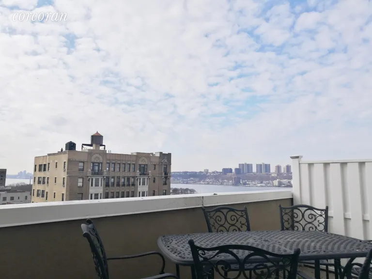 New York City Real Estate | View 603 West 148th Street, 9B | Private Terrace with View of Hudson River | View 8