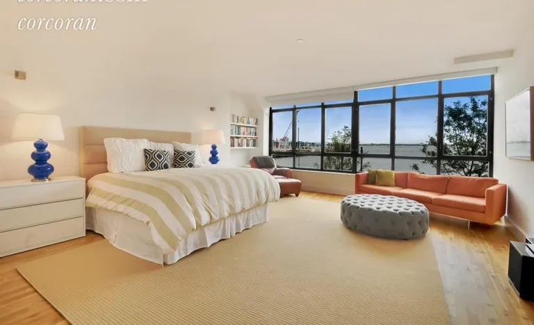 New York City Real Estate | View 360 Furman Street, 214 | Master Bedroom overlooking the water | View 6