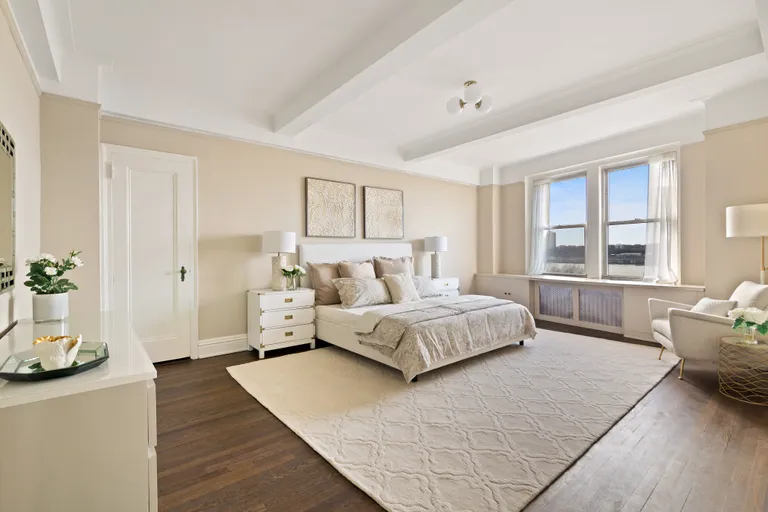 New York City Real Estate | View 50 Riverside Drive, 8B | Master bedroom with river views  | View 6