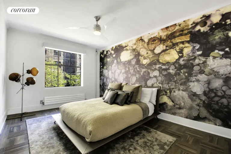 New York City Real Estate | View 116 Pinehurst Avenue, R41 | Eastern facing second bedroom w/ custom wallpaper | View 4