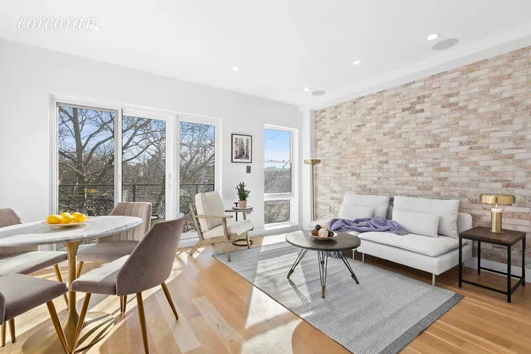 New York City Real Estate | View 213 Halsey Street, 4 | Large and Sunny Living Room with Balcony! | View 5