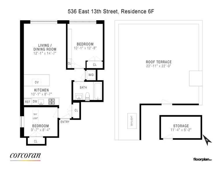 536 East 13th Street, PENTHOUSE | floorplan | View 8
