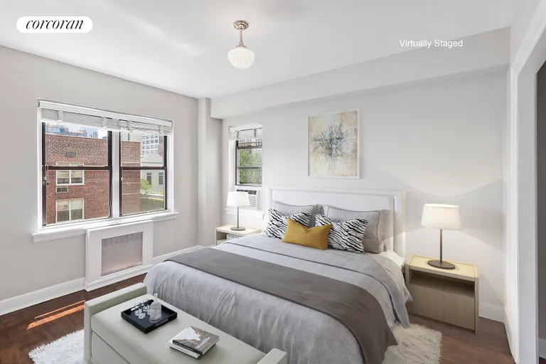 New York City Real Estate | View 241 Sixth Avenue, 7G | Corner Bedroom - virtually staged | View 3