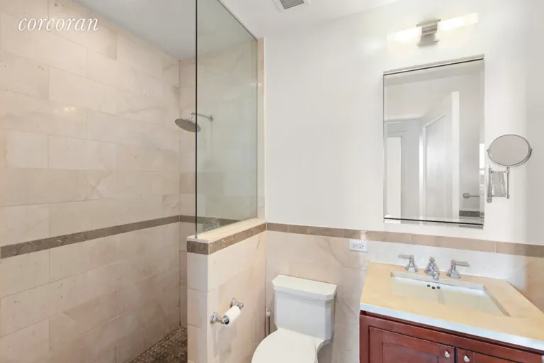 New York City Real Estate | View 1 Hanson Place, 13D | Rainfall shower room and deep soaking tub | View 7
