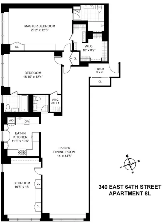 340 East 64th Street, 8L | floorplan | View 8