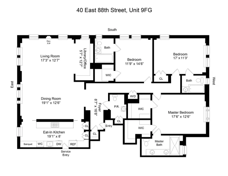 40 East 88th Street, 9FG | floorplan | View 10