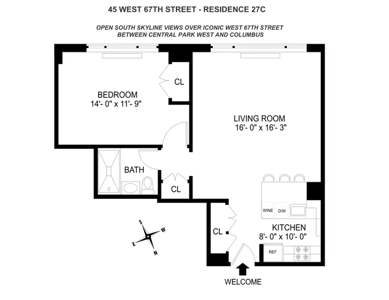 45 West 67th Street, 27C | floorplan | View 8
